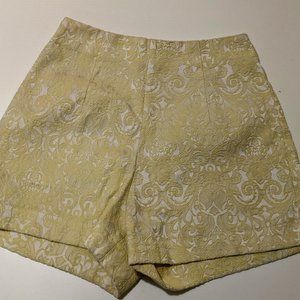Lemon Yellow Paisley High Waisted Shorts Women's Size 6
